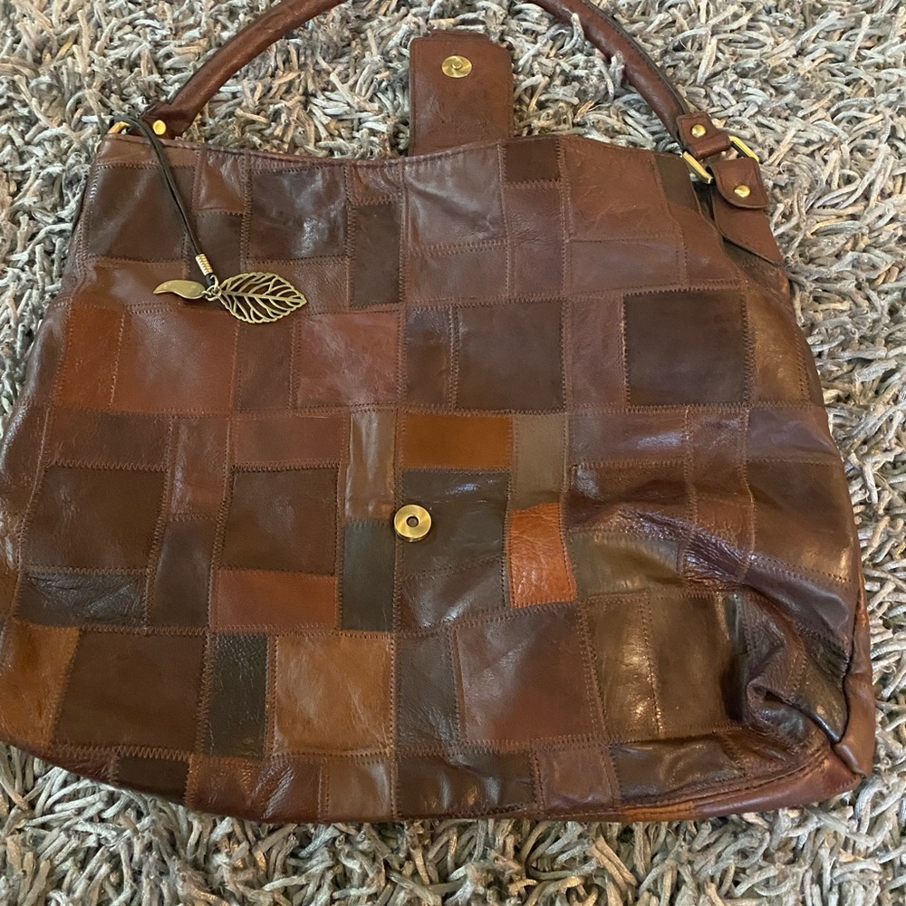 Terra Multi Brown Patchwork Leather Medium Size P… - image 1